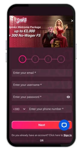 Spinko Casino registre